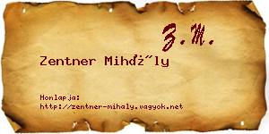 Zentner Mihály névjegykártya